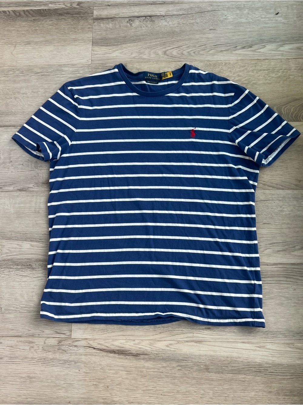 Polo Ralph Lauren Blue Striped Slim Fit Short Sleeve Shirt Cotton Womens large